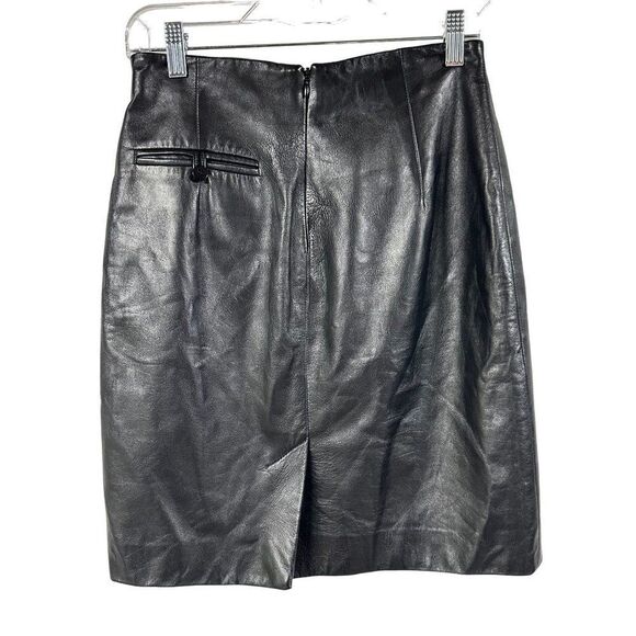 Iris Singer Black Leather Pencil Skirt Womens Size 4 - Picture 2 of 9